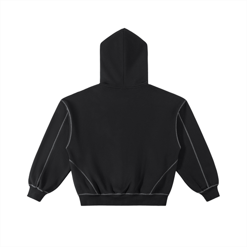 Rep x Rep Contrast-Stitched Boxy Fleece Zip Hoodie