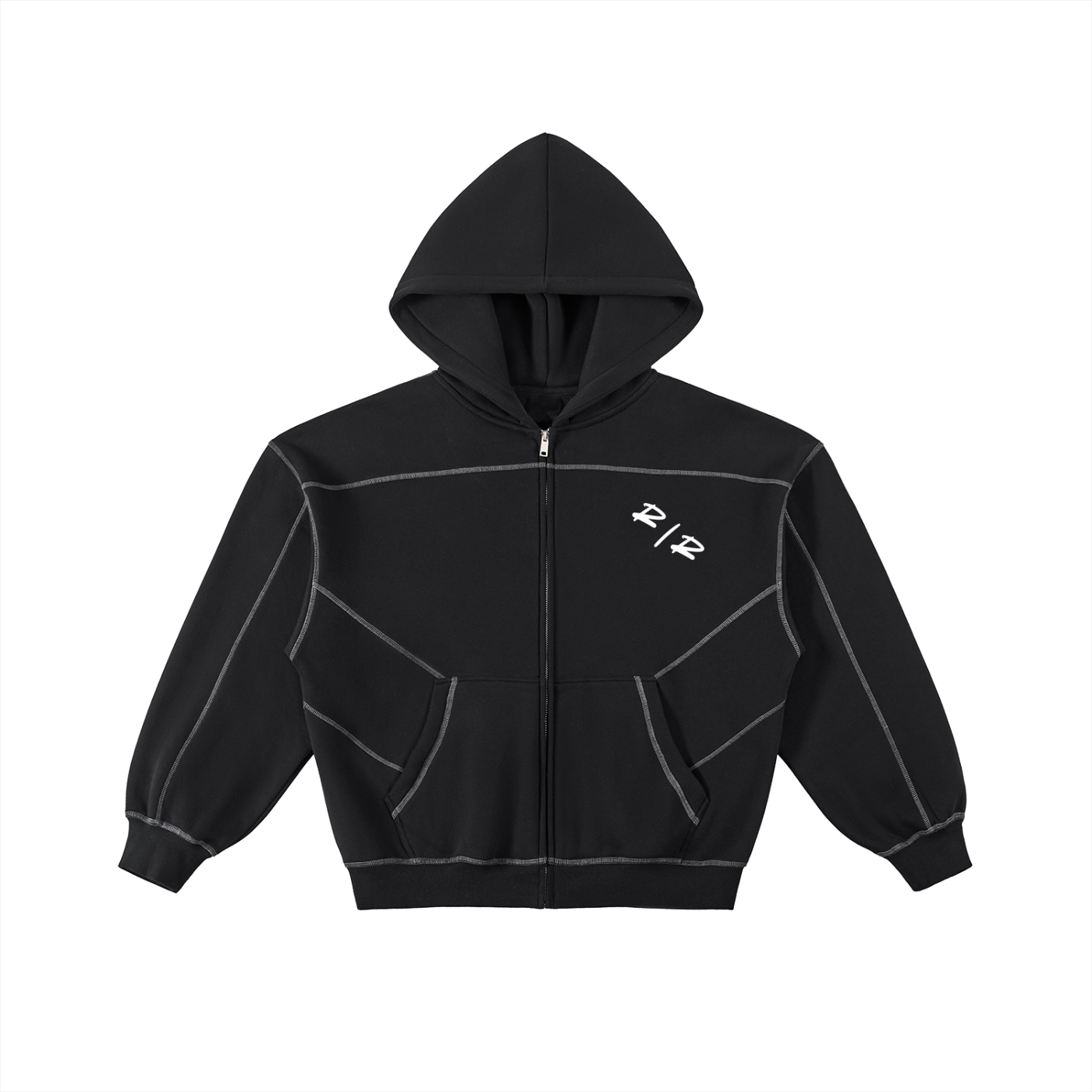 Rep x Rep Contrast-Stitched Boxy Fleece Zip Hoodie